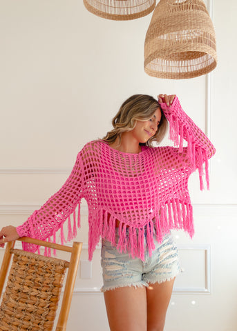 Cabana Club Ivory Crochet Knit Shoulder Bag