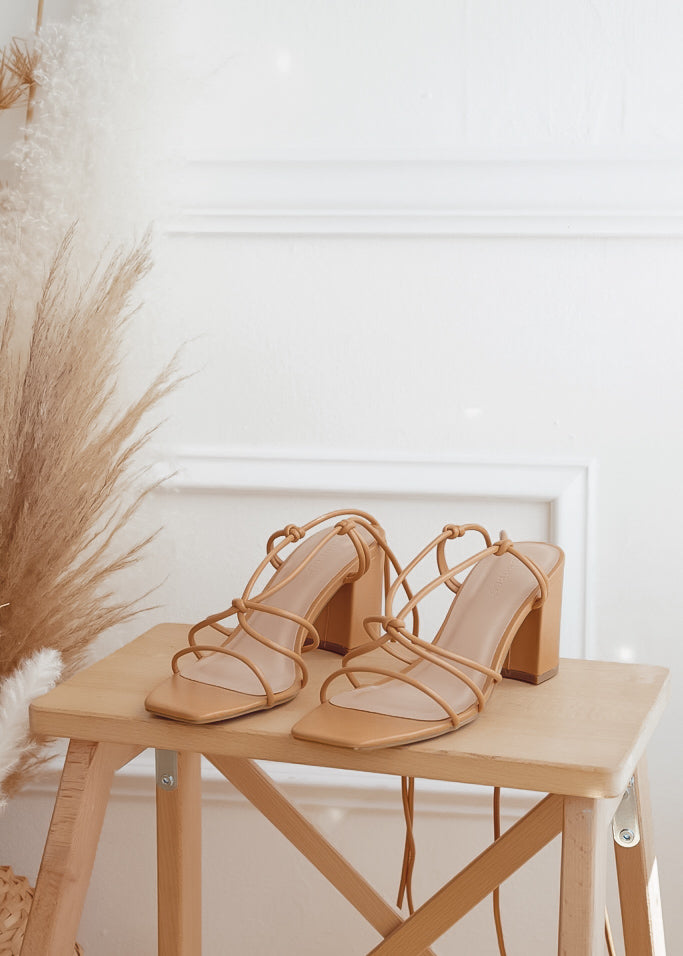 Crowd Pleaser Tie Up Block Heels