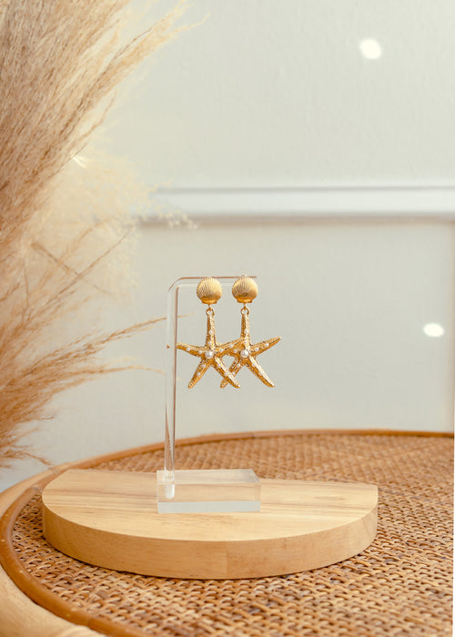 Starry Pearls Dangling Earrings