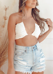 Sun Shining Day Eyelet Crop Top