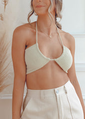 Sunset Chaser Sage Ribbed Halter Top