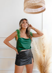 Big Big Energy Forest Green Satin Top